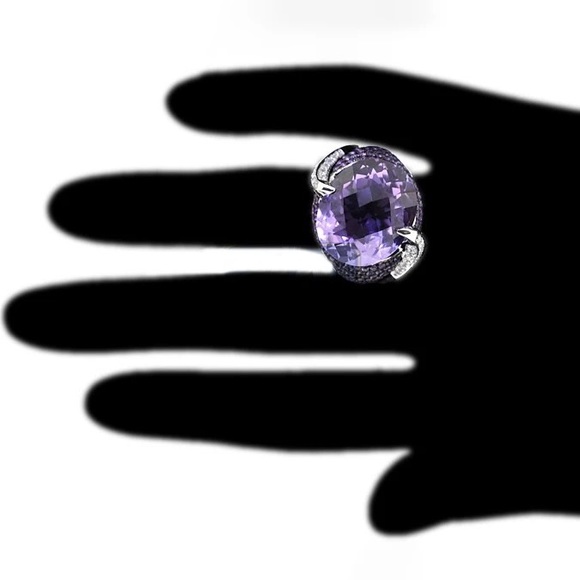 New Women’s 925 Silver Beautiful Amethyst Ring - Picture 4 of 5